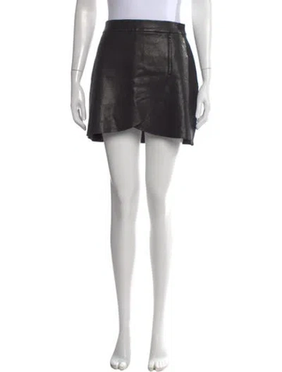 Pre-owned Alice And Olivia Lamb Leather Mini Skirt In Black