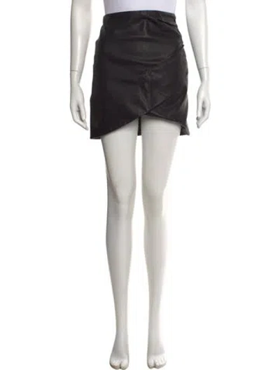 Pre-owned Alice And Olivia Lamb Leather Mini Skirt In Black