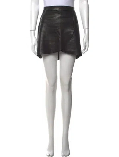 Pre-owned Alice And Olivia Lamb Leather Mini Skirt In Black