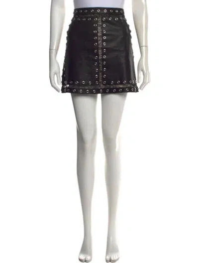Pre-owned Alice And Olivia Lamb Leather Mini Skirt In Black