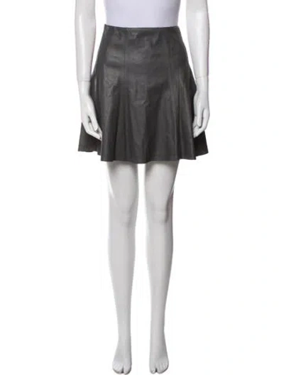 Pre-owned Alice And Olivia Lamb Leather Mini Skirt In Blue