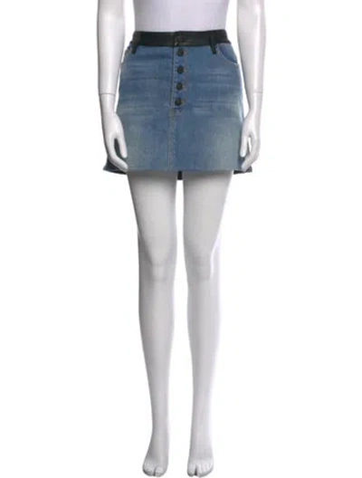 Pre-owned Alice And Olivia Lamb Leather Mini Skirt In Blue