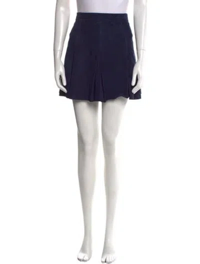 Pre-owned Alice And Olivia Lamb Leather Mini Skirt In Blue