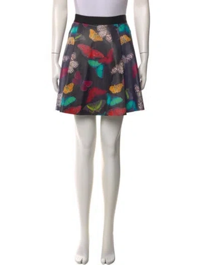 Pre-owned Alice And Olivia Lamb Leather Mini Skirt In Blue