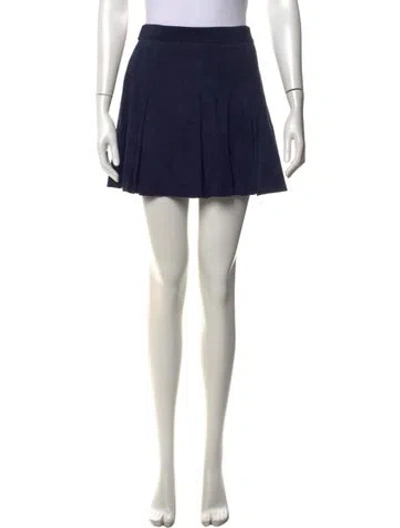Pre-owned Alice And Olivia Lamb Leather Mini Skirt In Blue