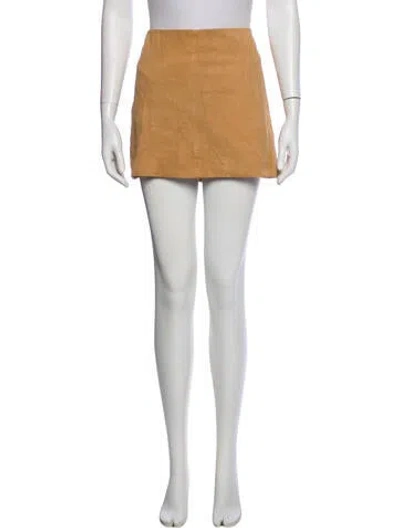Pre-owned Alice And Olivia Lamb Leather Mini Skirt In Brown