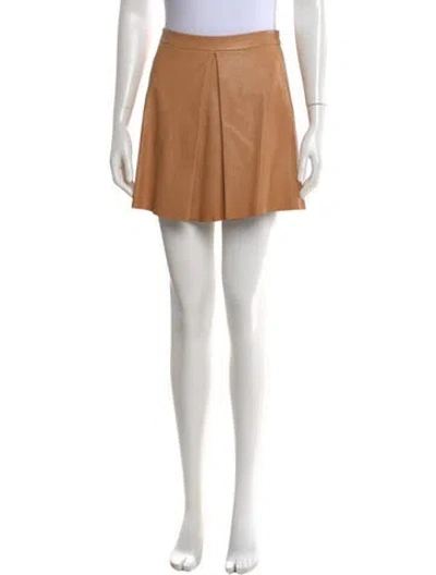 Pre-owned Alice And Olivia Lamb Leather Mini Skirt In Brown