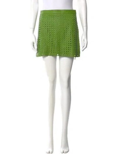 Pre-owned Alice And Olivia Lamb Leather Mini Skirt In Green