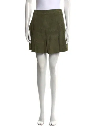 Pre-owned Alice And Olivia Lamb Leather Mini Skirt In Green