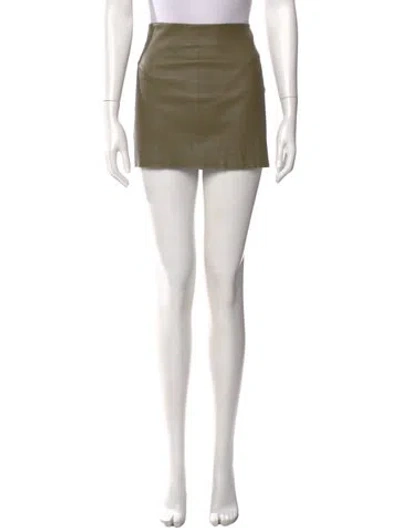 Pre-owned Alice And Olivia Lamb Leather Mini Skirt In Green