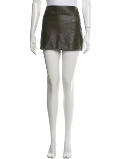 Pre-owned Alice And Olivia Lamb Leather Mini Skirt In Green