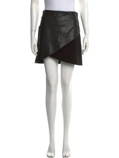 Pre-owned Alice And Olivia Lamb Leather Mini Skirt In Multi