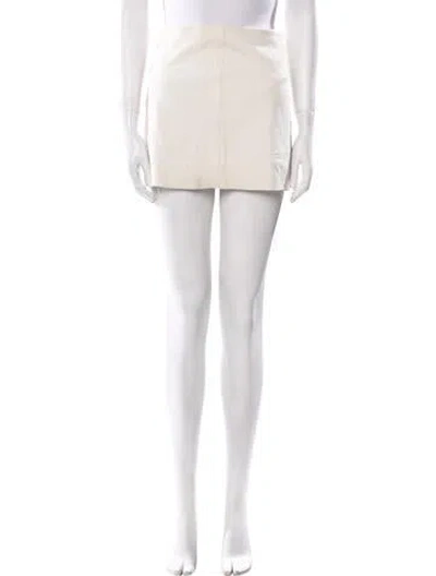 Pre-owned Alice And Olivia Lamb Leather Mini Skirt In Neutral