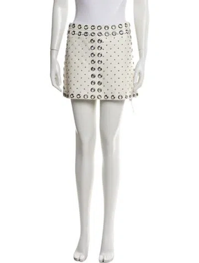 Pre-owned Alice And Olivia Lamb Leather Mini Skirt In Neutral