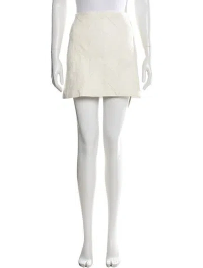 Pre-owned Alice And Olivia Lamb Leather Mini Skirt In Neutral