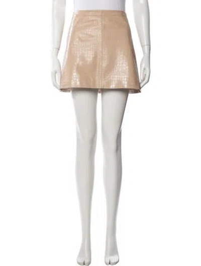 Pre-owned Alice And Olivia Lamb Leather Mini Skirt In Neutral