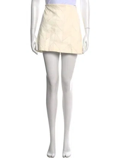 Pre-owned Alice And Olivia Lamb Leather Mini Skirt In Neutral