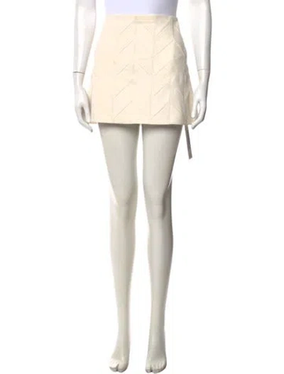 Pre-owned Alice And Olivia Lamb Leather Mini Skirt In Neutrals