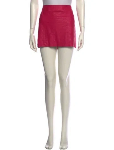 Pre-owned Alice And Olivia Lamb Leather Mini Skirt In Pink