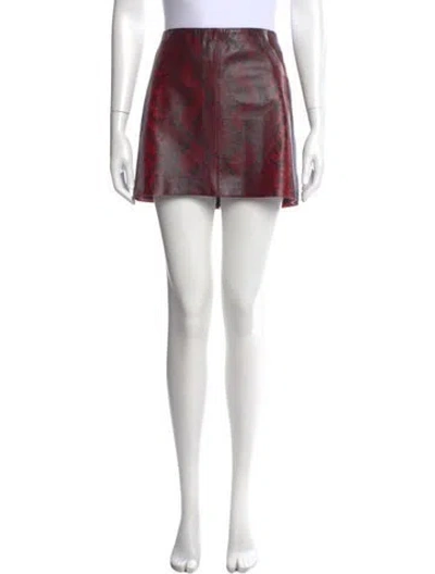 Pre-owned Alice And Olivia Lamb Leather Mini Skirt In Red
