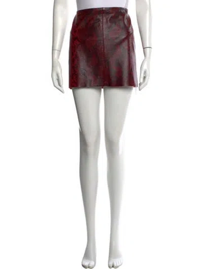 Pre-owned Alice And Olivia Lamb Leather Mini Skirt In Red