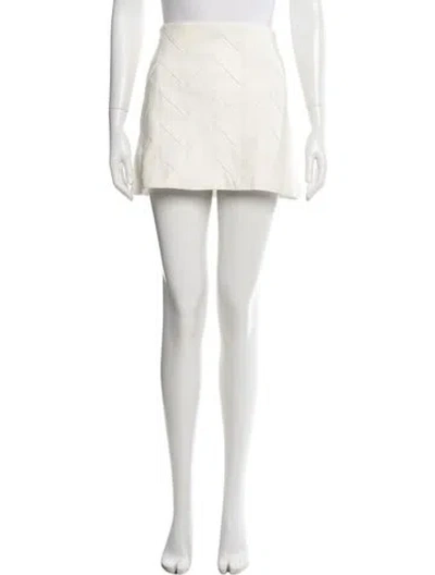 Pre-owned Alice And Olivia Lamb Leather Mini Skirt In White