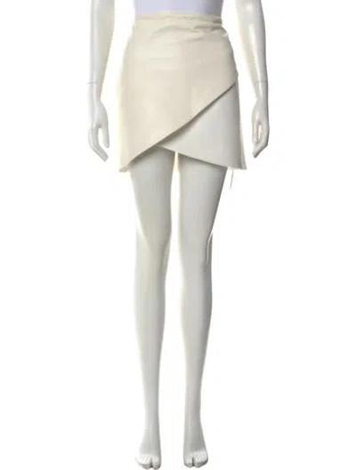 Pre-owned Alice And Olivia Lamb Leather Mini Skirt In White