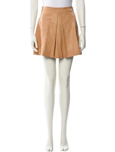 Pre-owned Alice And Olivia Lamb Leather Mini Skirt In Yellow