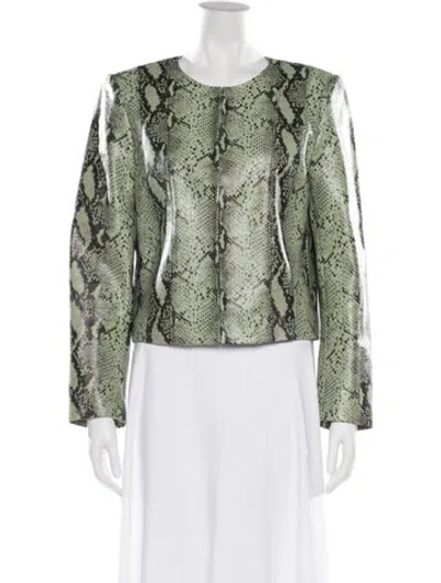 Pre-owned Alice And Olivia Lamb Leather Printed Evening Jacket