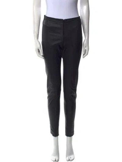 Pre-owned Alice And Olivia Lamb Leather Skinny Leg Pants In Black