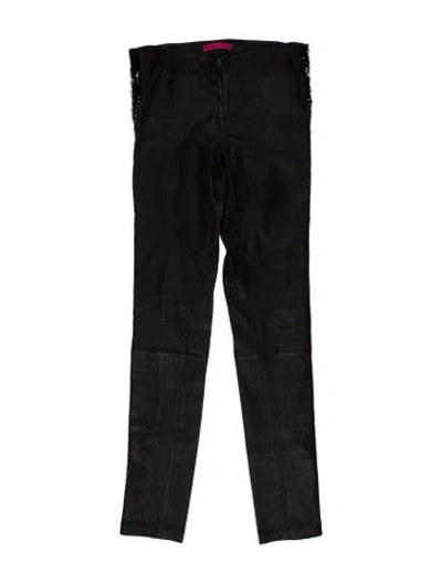 Pre-owned Alice And Olivia Lamb Leather Skinny Leg Pants In Black