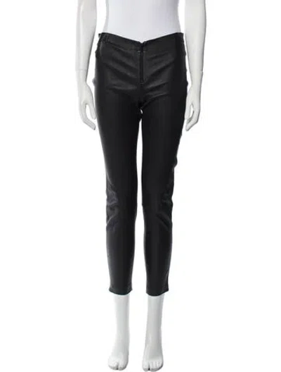 Pre-owned Alice And Olivia Lamb Leather Skinny Leg Pants In Black