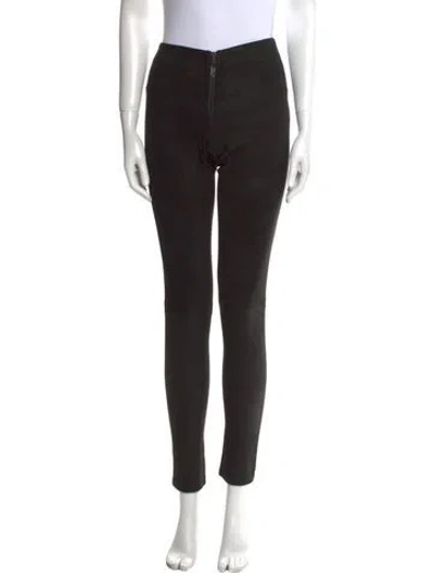 Pre-owned Alice And Olivia Lamb Leather Skinny Leg Pants In Black