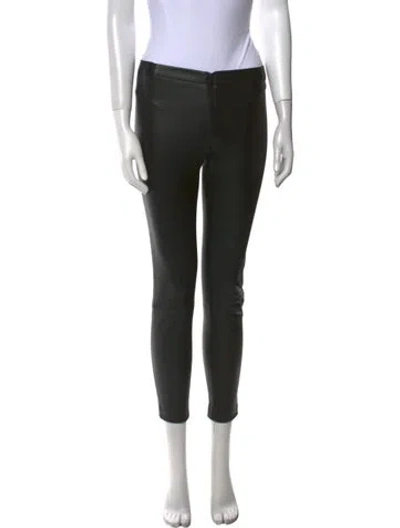 Pre-owned Alice And Olivia Lamb Leather Skinny Leg Pants In Black