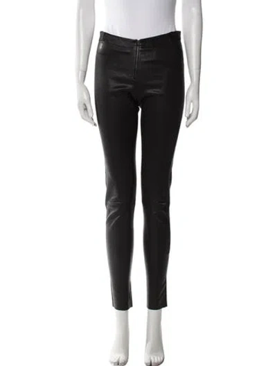 Pre-owned Alice And Olivia Lamb Leather Skinny Leg Pants In Black