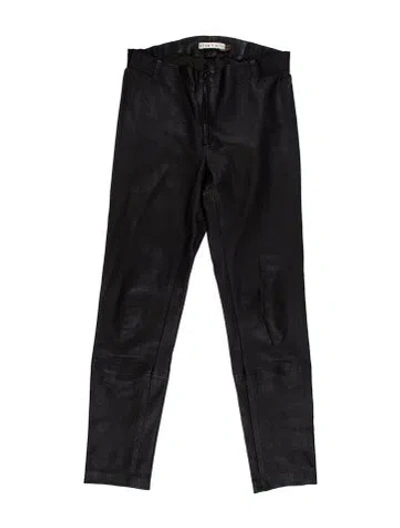 Pre-owned Alice And Olivia Lamb Leather Skinny Leg Pants In Black