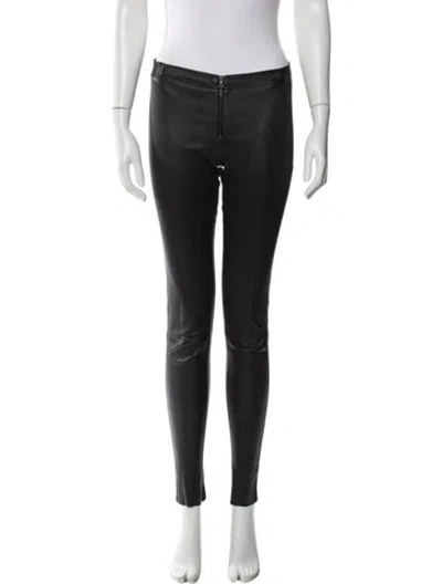 Pre-owned Alice And Olivia Lamb Leather Skinny Leg Pants In Black