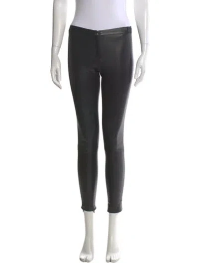 Pre-owned Alice And Olivia Lamb Leather Skinny Leg Pants In Black