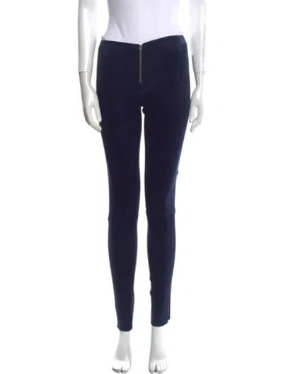 Pre-owned Alice And Olivia Lamb Leather Skinny Leg Pants In Blue