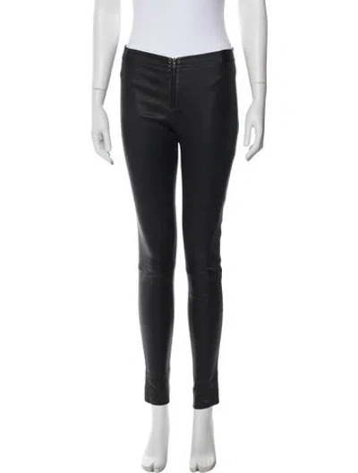 Pre-owned Alice And Olivia Lamb Leather Skinny Leg Pants In Blue