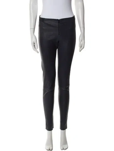Pre-owned Alice And Olivia Lamb Leather Skinny Leg Pants In Blue