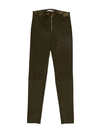 Pre-owned Alice And Olivia Lamb Leather Skinny Leg Pants In Green