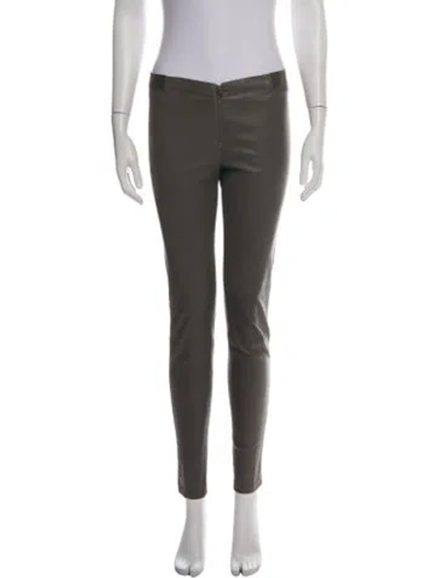 Pre-owned Alice And Olivia Lamb Leather Skinny Leg Pants In Green