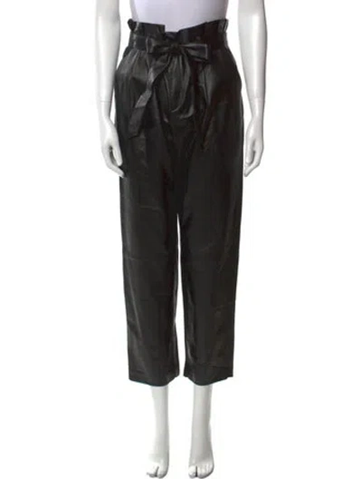 Pre-owned Alice And Olivia Lamb Leather Straight Leg Pants In Black