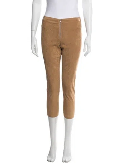 Pre-owned Alice And Olivia Lamb Leather Straight Leg Pants In Brown