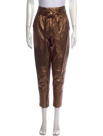 Pre-owned Alice And Olivia Lamb Leather Straight Leg Pants In Gold