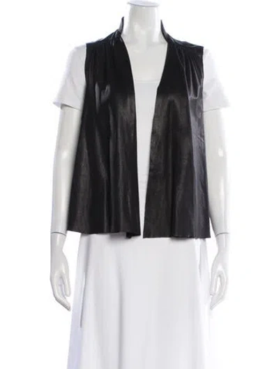 Pre-owned Alice And Olivia Lamb Leather Vest In Black