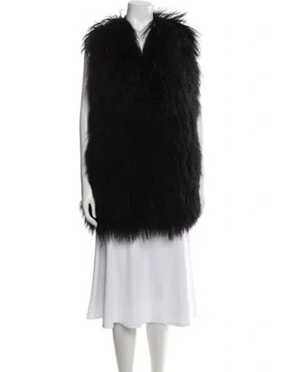 Pre-owned Alice And Olivia Lamb Leather Vest In Black