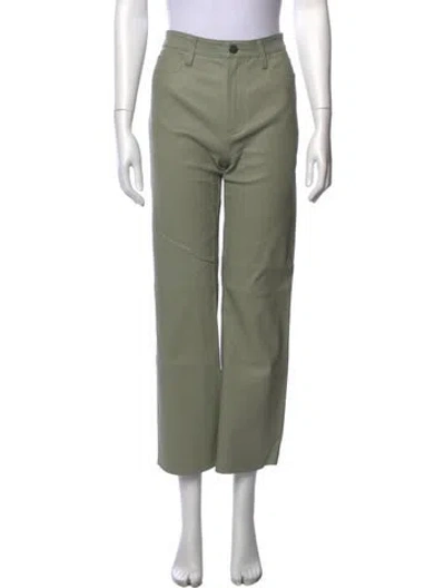 Pre-owned Alice And Olivia Lamb Leather Wide Leg Pants In Green