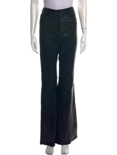 Pre-owned Alice And Olivia Lambskin Flared Pants In Black